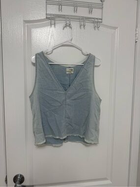Wilfred Light Blue Washed Denim V-Neck Tank
